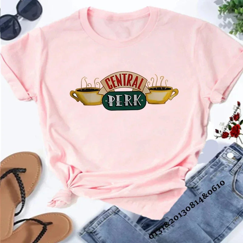 Central Perk Friends TV Show Womens T-Shirt Cute Coffee Shop Tee Best Friends Hipster Top
