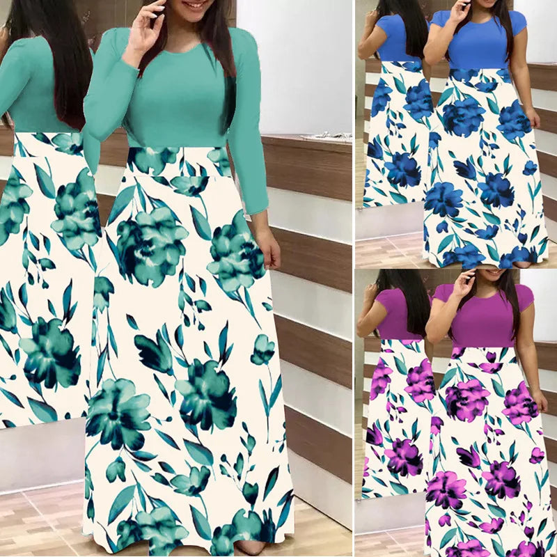 Floral Print Long Sleeve Dress with Matching Swing Skirt for Women Elegant Casual Wear
