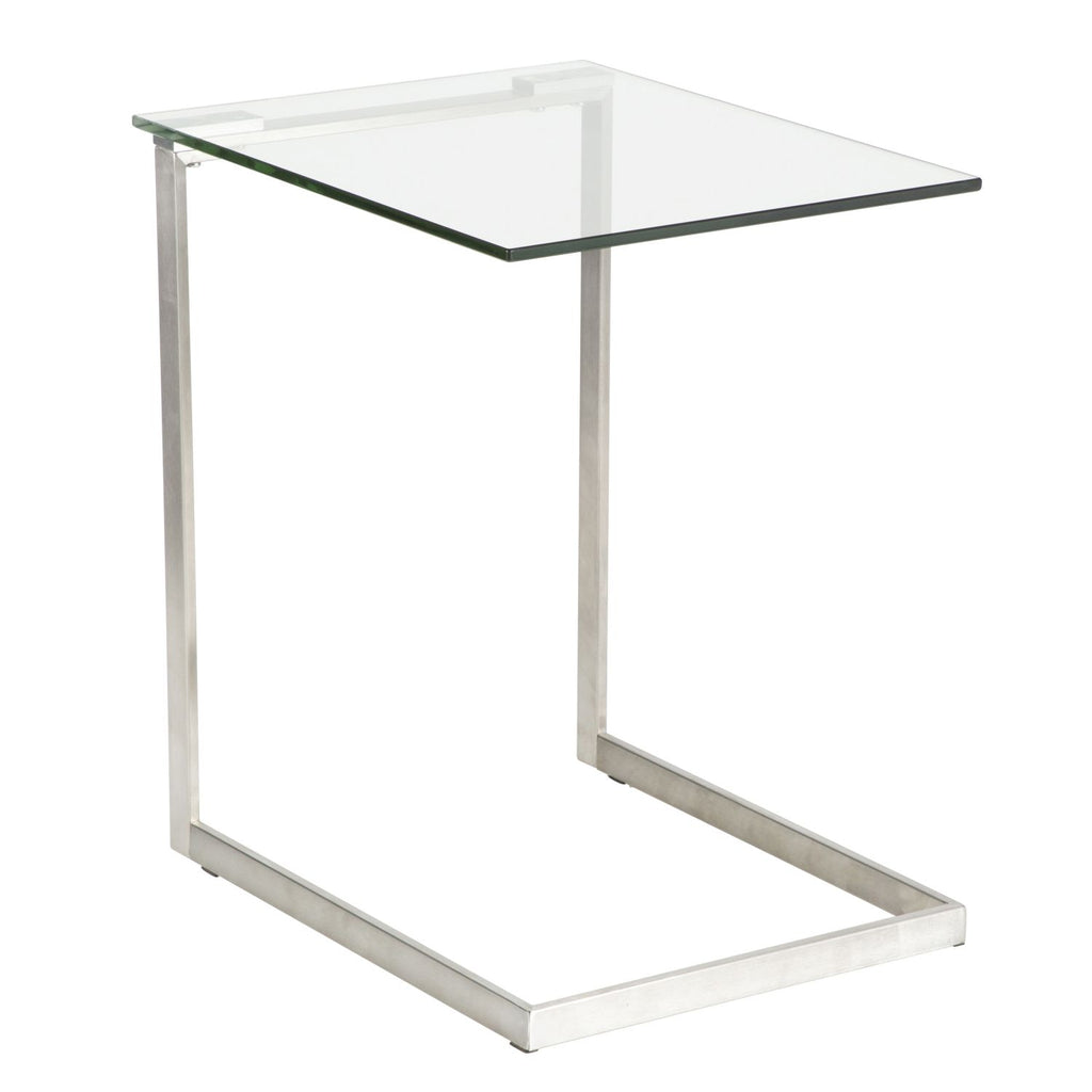 Zenn Contemporary End Table with Clear Glass by