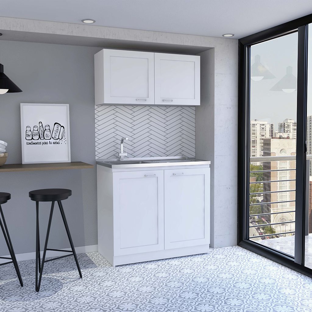Zurich Cabinet Set, Two Shelves -White