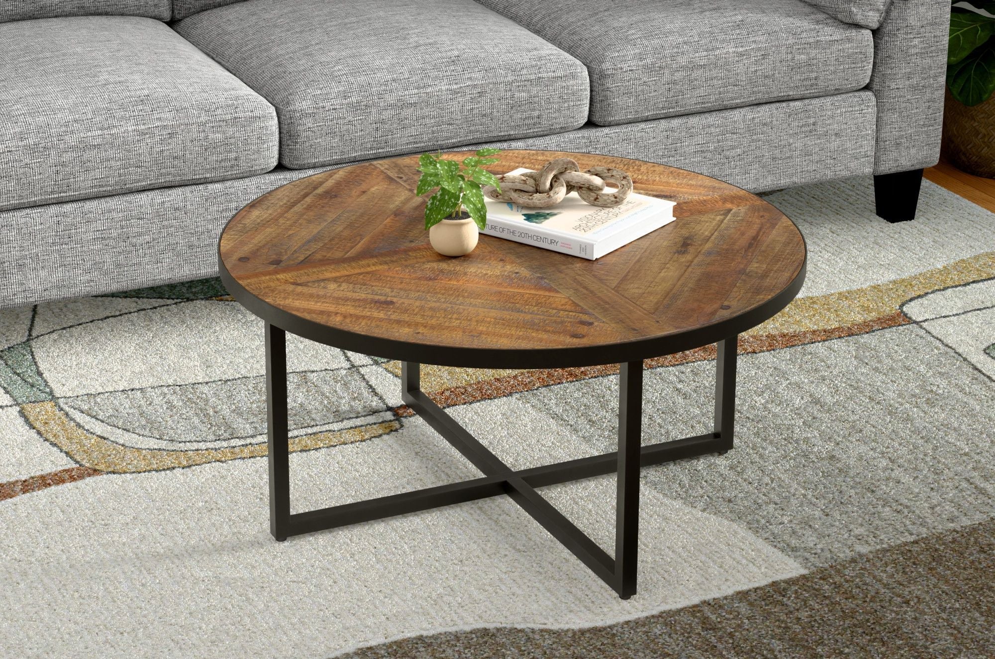 Oak round coffee table